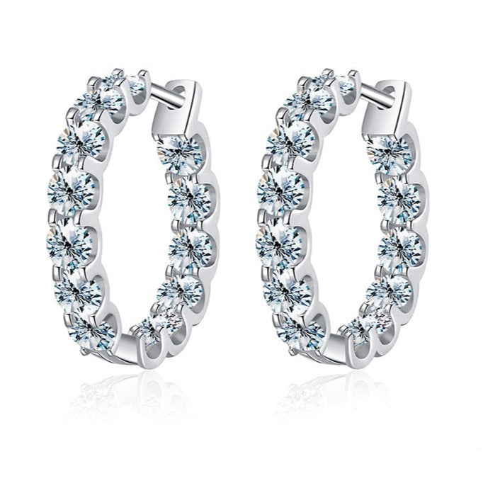 925 Silver 2.6ct Moissanite Huggie Hoop Earrings