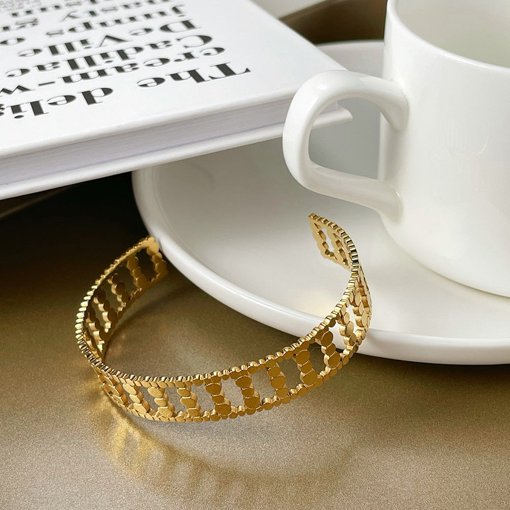 18K Gold-Plated Stainless Steel Solid Round Dot Bracelet