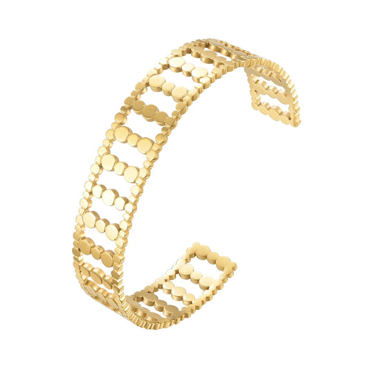 18K Gold-Plated Stainless Steel Solid Round Dot Bracelet