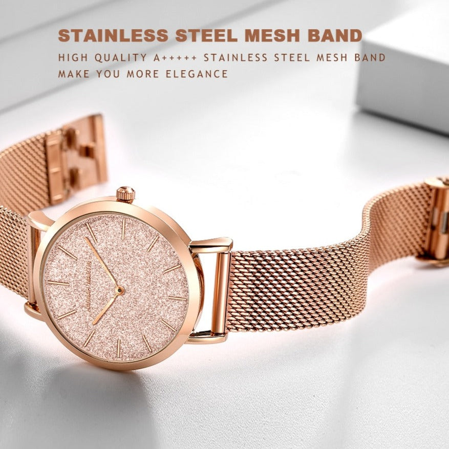 Sahara Desert Sparkling Stainless Steel Wristwatch