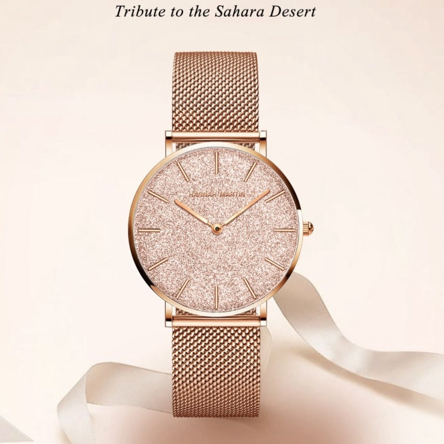 Sahara Desert Sparkling Stainless Steel Wristwatch