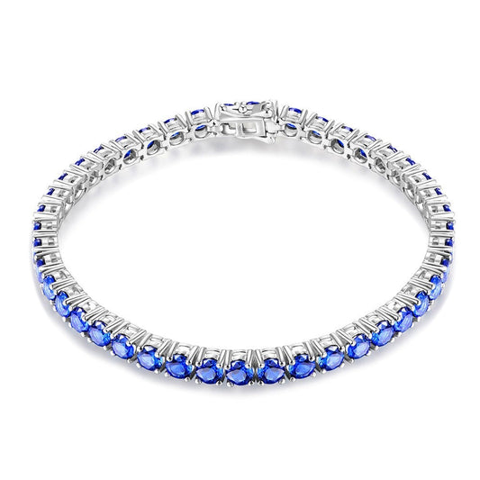 925 Silver Blue Sapphire/Spinel Strand Bracelet