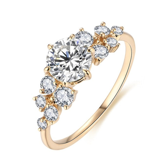 925 Silver 14K Yellow Gold Moissanite Ring