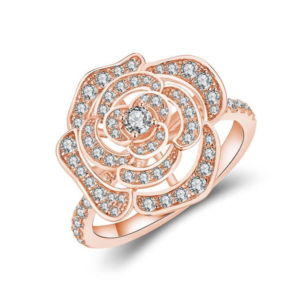 925 Silver Gold Plated 1.5CT Moissanite Rose Ring - rose gold