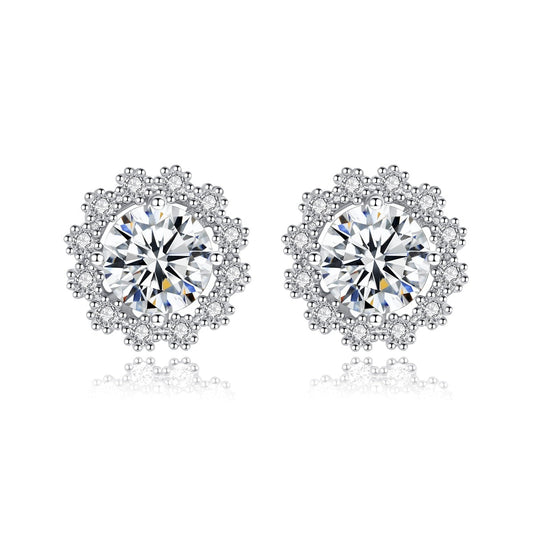 925 Silver 1Cttw Moissanite Flower Earrings