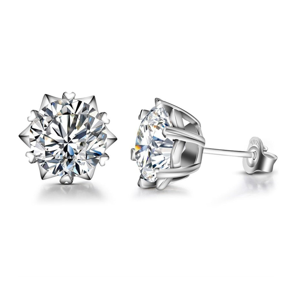 925 Silver 0.5-3.0CT Moissanite Snowflake Stud Earrings