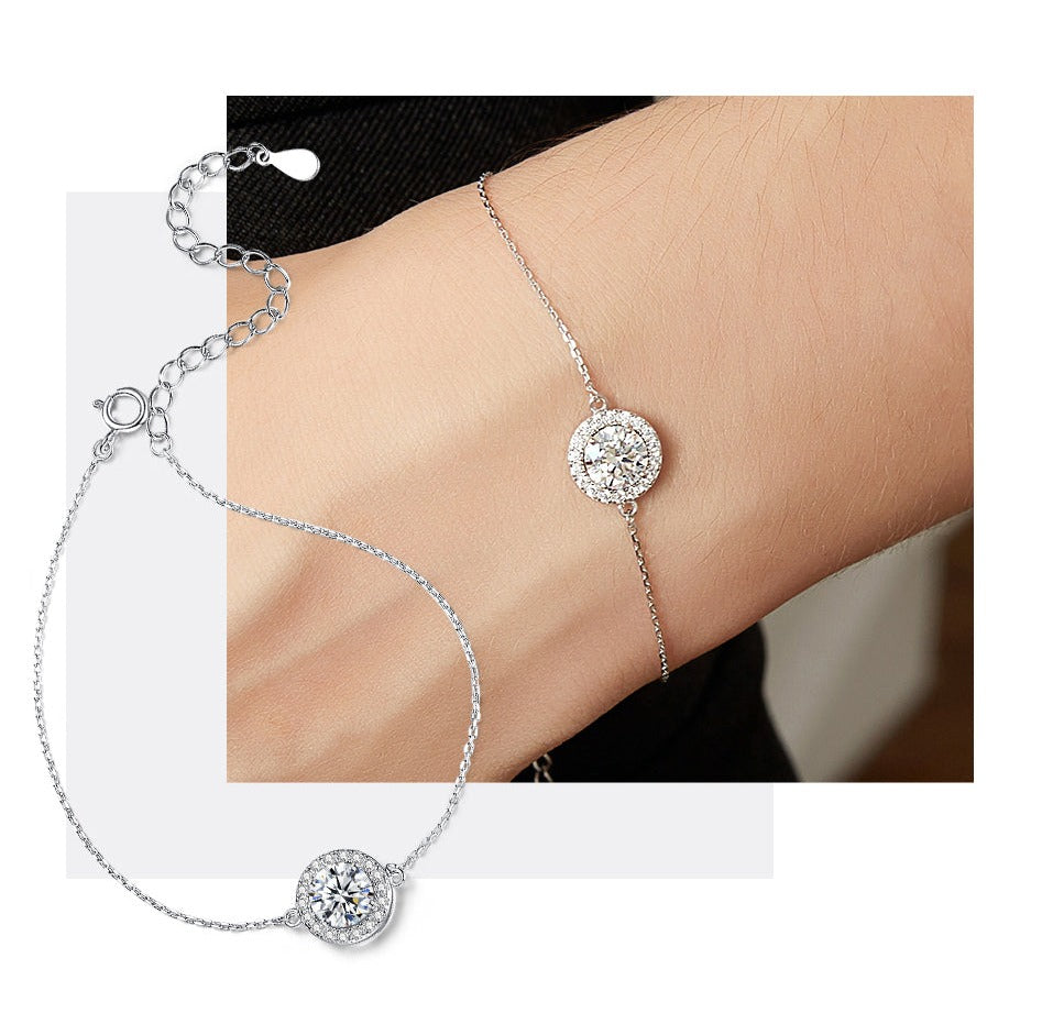 925 Silver 1CT Moissanite Charm Bracelet