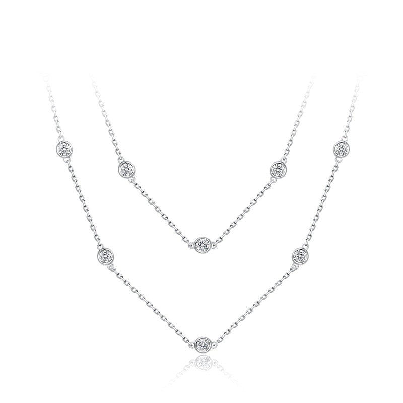 925 Silver Round Cut Moissanite Chain Necklace