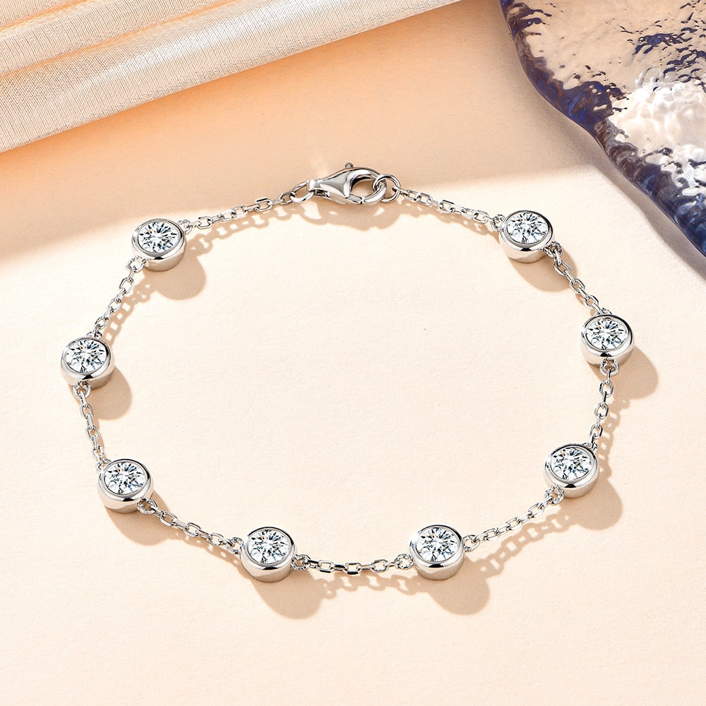 925 Sterling Silver 4.0 mm Moissanite Chain Bracelet