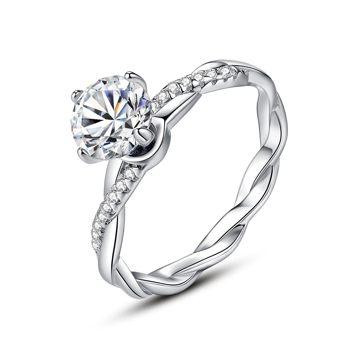 925 Silver 1Ct Moissanite Twisted Ring