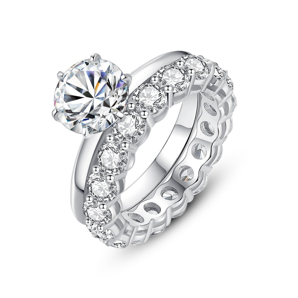 925 Silver Luxury Stackable 2Ct Moissanite Ring Set