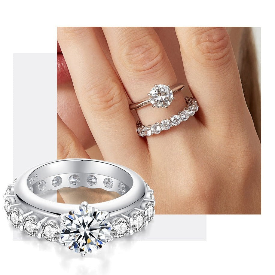 925 Silver Luxury Stackable 2Ct Moissanite Ring Set