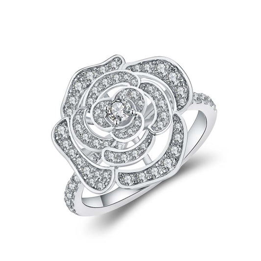 925 Silver Gold Plated 1.5CT Moissanite Rose Ring