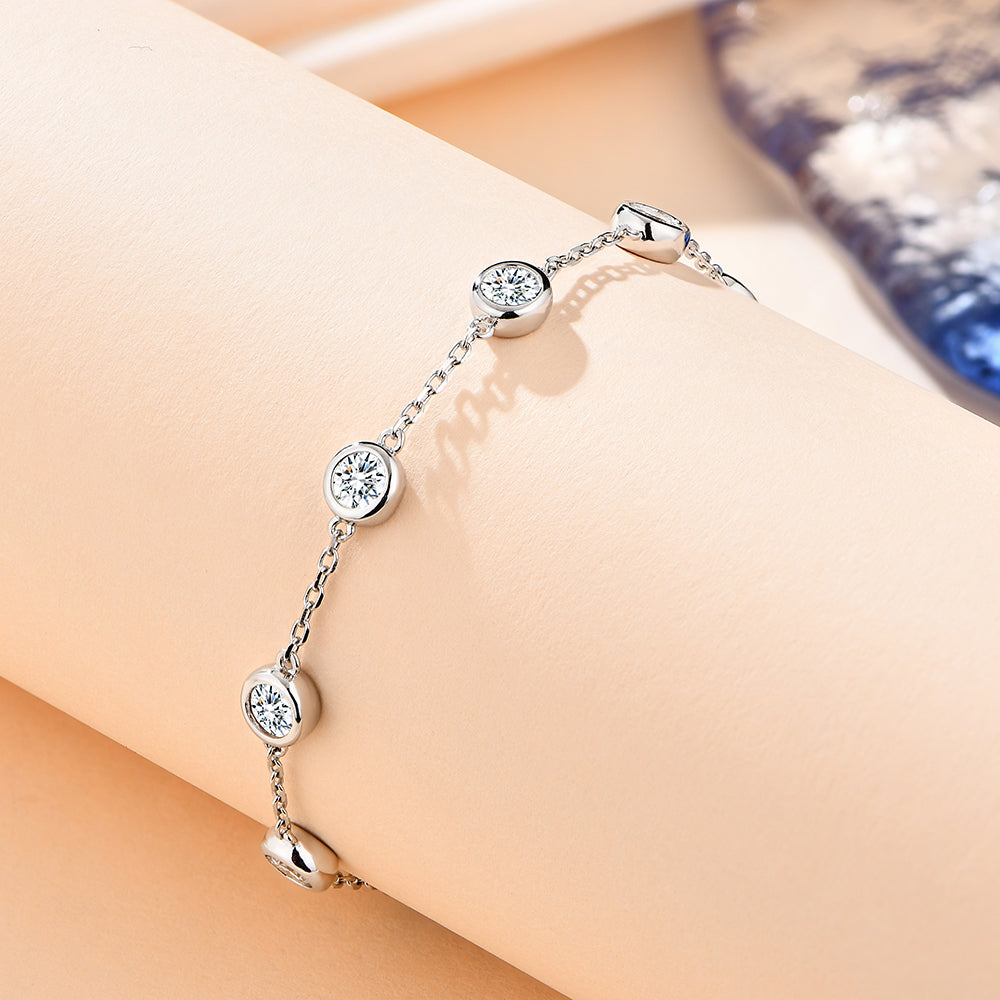 925 Sterling Silver 4.0 mm Moissanite Chain Bracelet