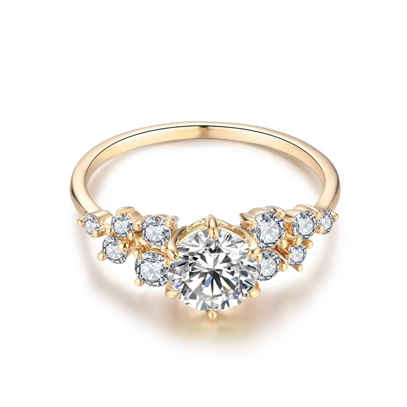 925 Silver 14K Yellow Gold Moissanite Ring