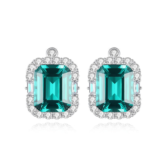 925 Silver Noble Green Emerald Vintage Earring