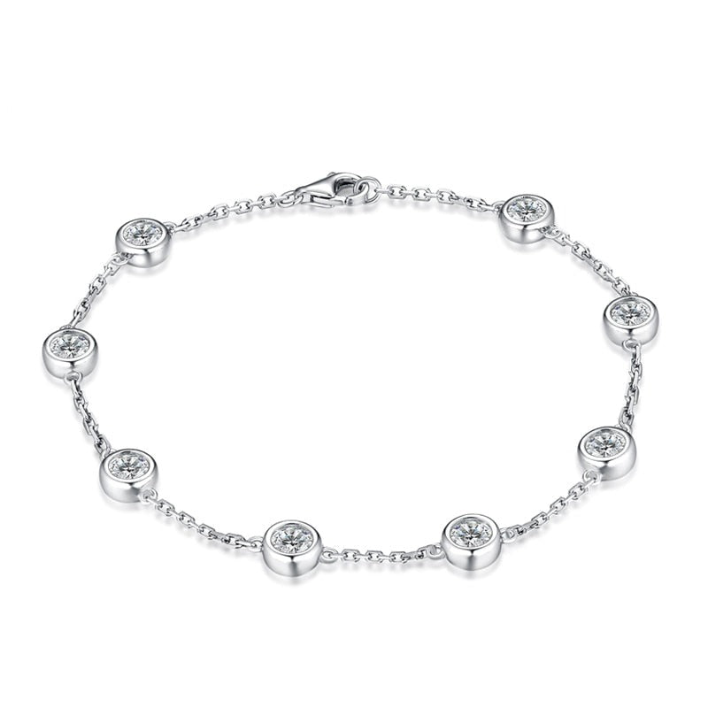 925 Sterling Silver 4.0 mm Moissanite Chain Bracelet