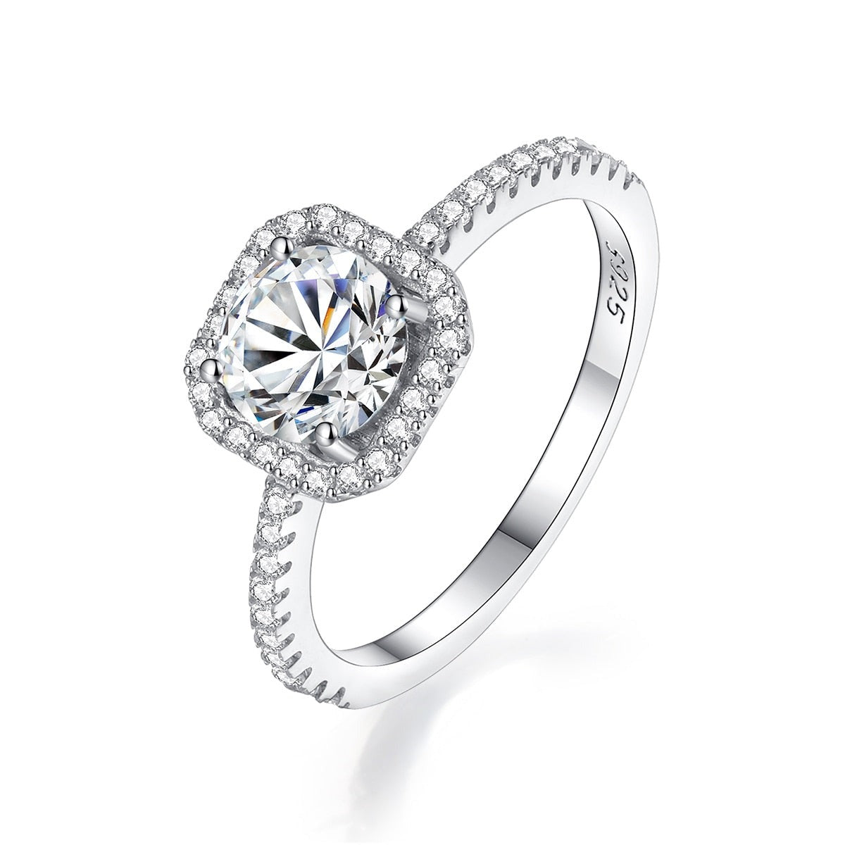 925 Silver 1CT Moissanite Halo Ring