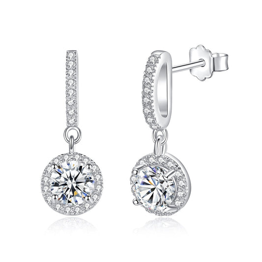 925 Silver 1Cttw Moissanite Drop Earrings