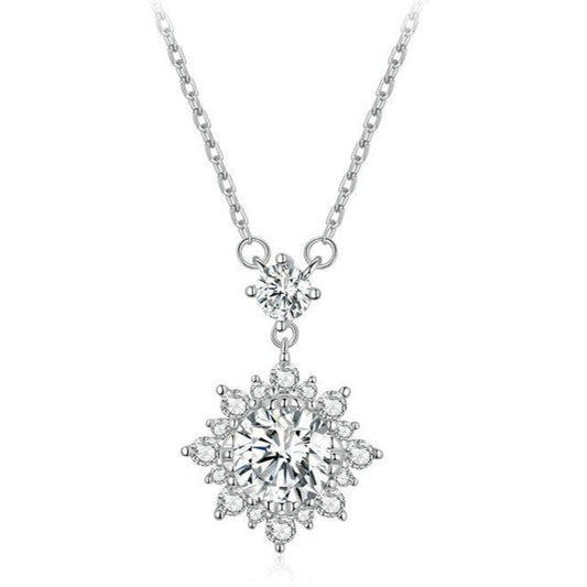 925 Silver 1 Ct Moissanite Glamorous Dazzle Necklace