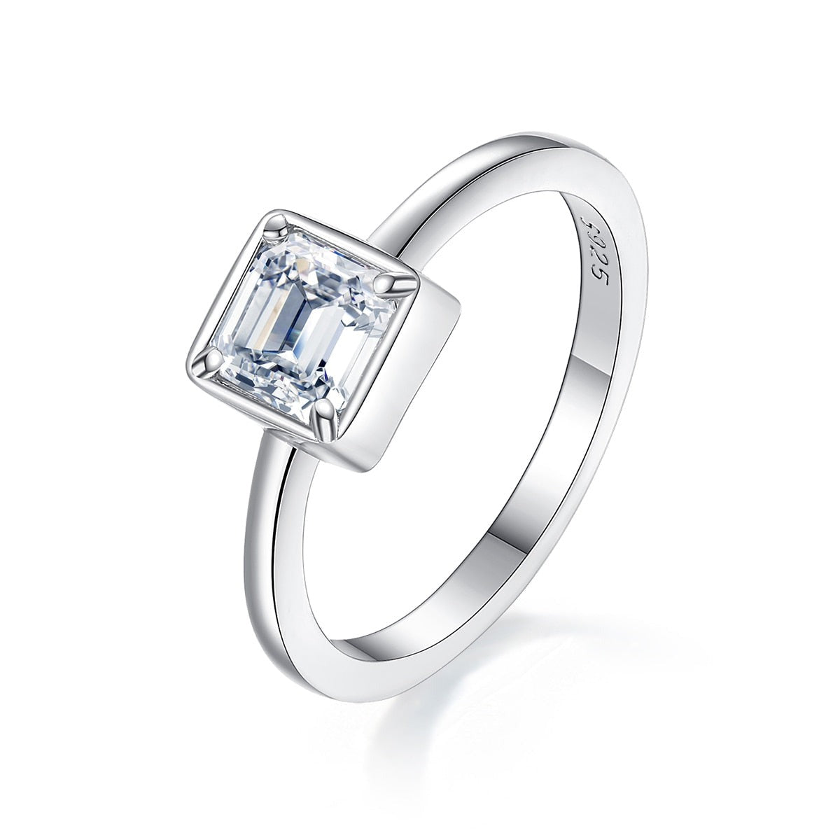 925 Silver 1CT Asscher Cut Moissanite Ring