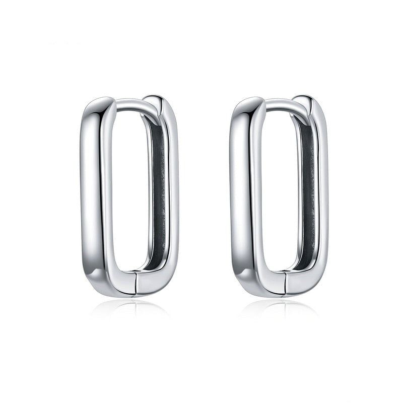 925 Silver French Square Buckle Earrings