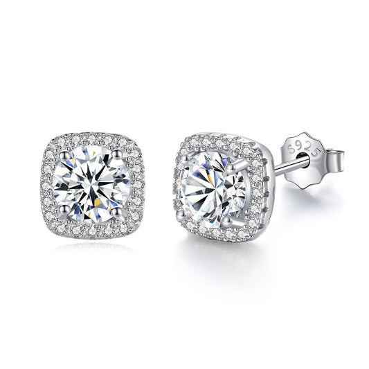 925 Silver 1CT Moissanite Square Stud Earrings