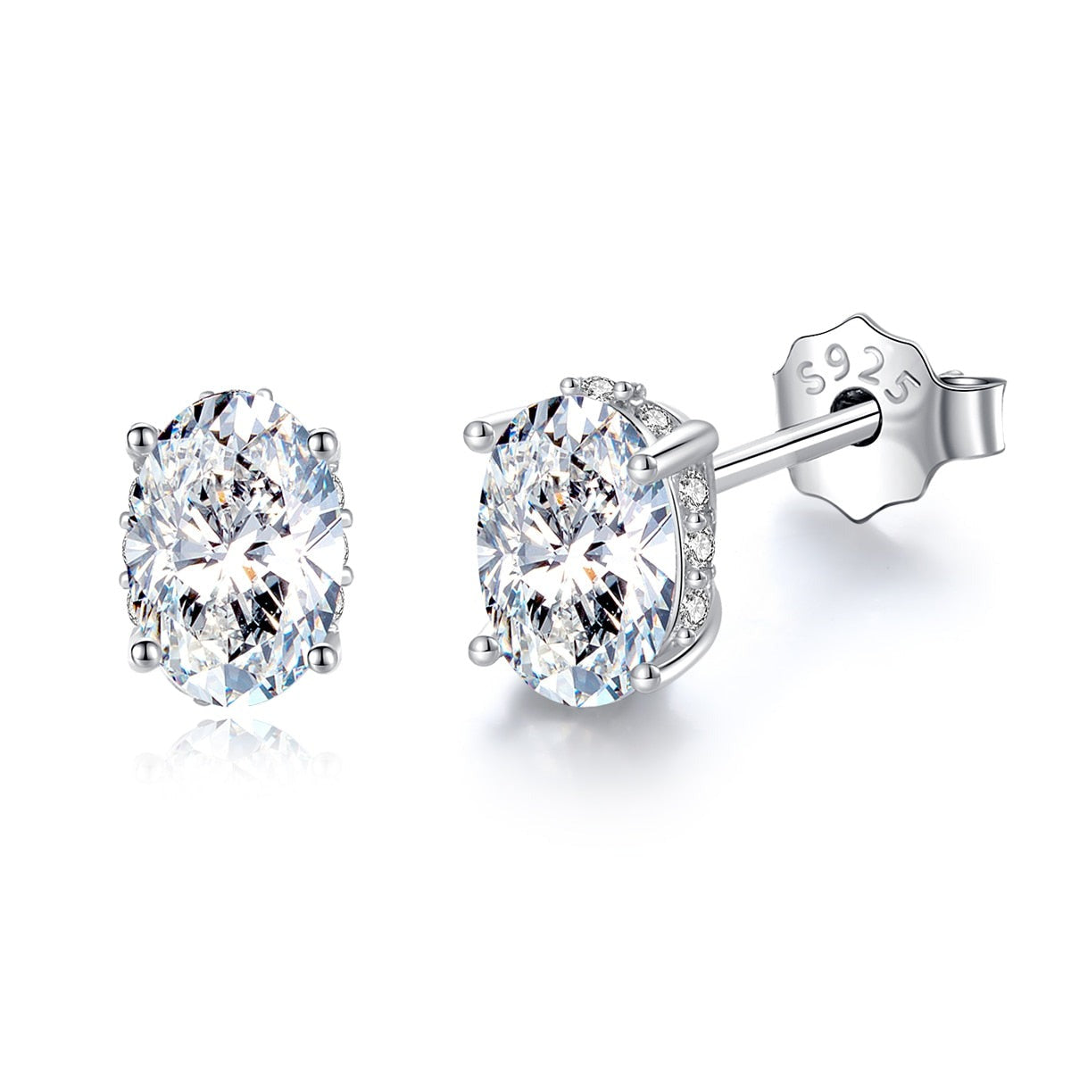 925 Silver Oval 1Ct Moissanite Stud Earrings