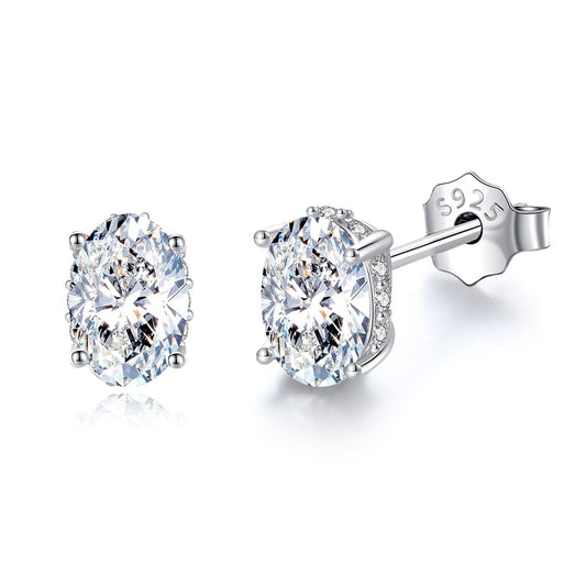 925 Silver Oval 1Ct Moissanite Stud Earrings