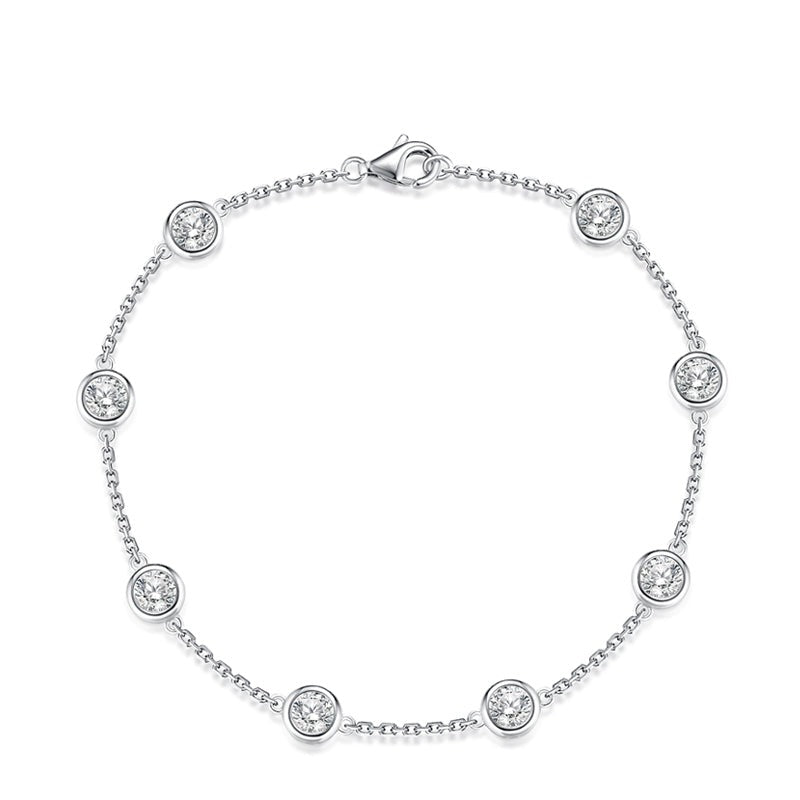 925 Sterling Silver 4.0 mm Moissanite Chain Bracelet